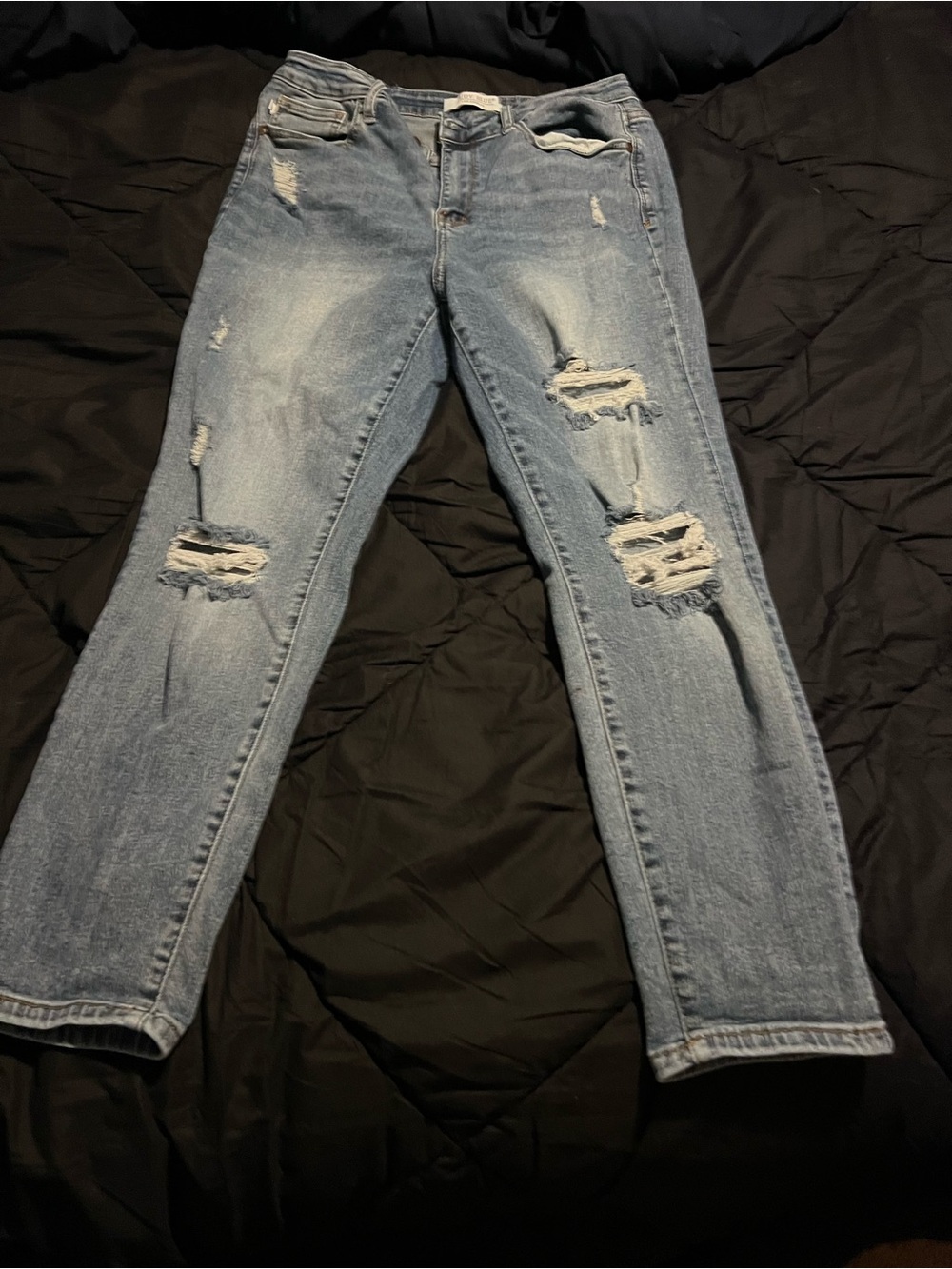 Judy Blue Light Blue Distressed Boyfriend Jeans